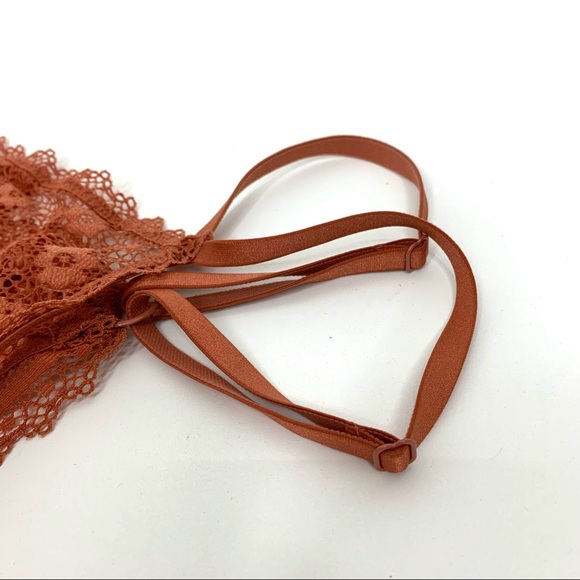 Victoria’s Secret Burnt Orange Flowered Lace Boho Triangle Halter Bralette - Picture 9 of 16